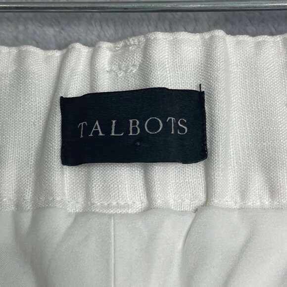 Talbots 100% Linen Bristol Crop Pant White Woemns Plus Size 22W Petite High Rise - Picture 4 of 10